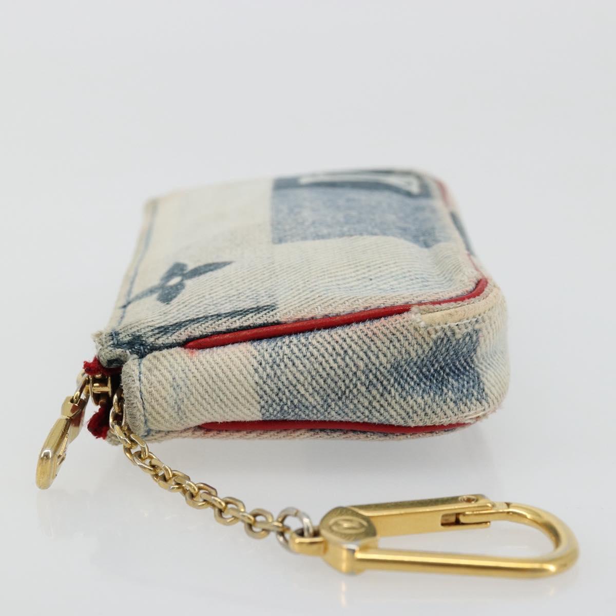 LOUIS VUITTON Monogram Denim Mini Pochette Accessoires Blue M68760 Auth 178048A