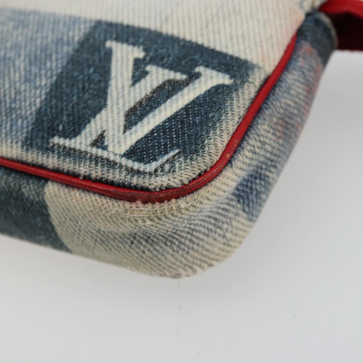 LOUIS VUITTON Monogram Denim Mini Pochette Accessoires Blue M68760 Auth 178048A