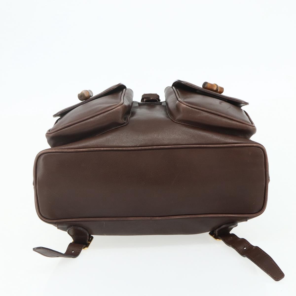 GUCCI Bamboo Backpack Leather Brown Gold 003 58 0016 Auth 178057