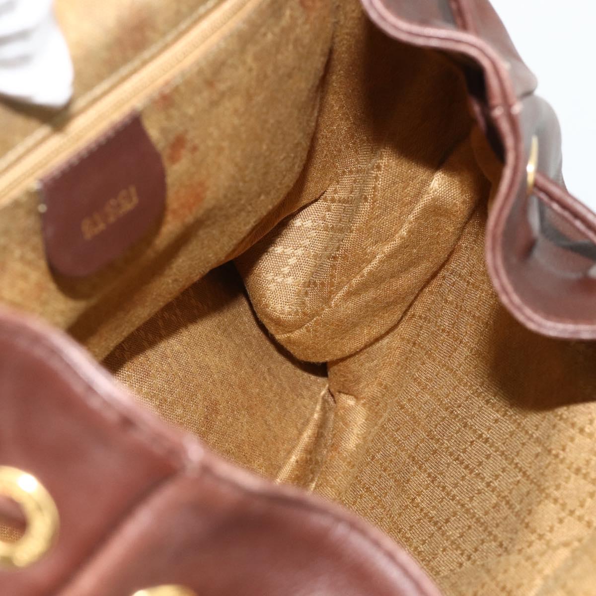 GUCCI Bamboo Backpack Leather Brown Gold 003 58 0016 Auth 178057
