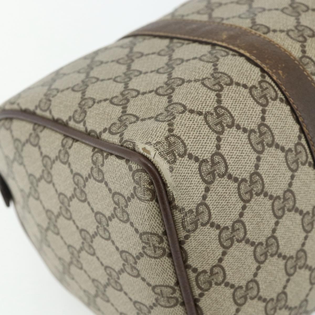 GUCCI GG Supreme Web Sherry Line Boston Bag PVC Beige Red 40 02 007 Auth 178058