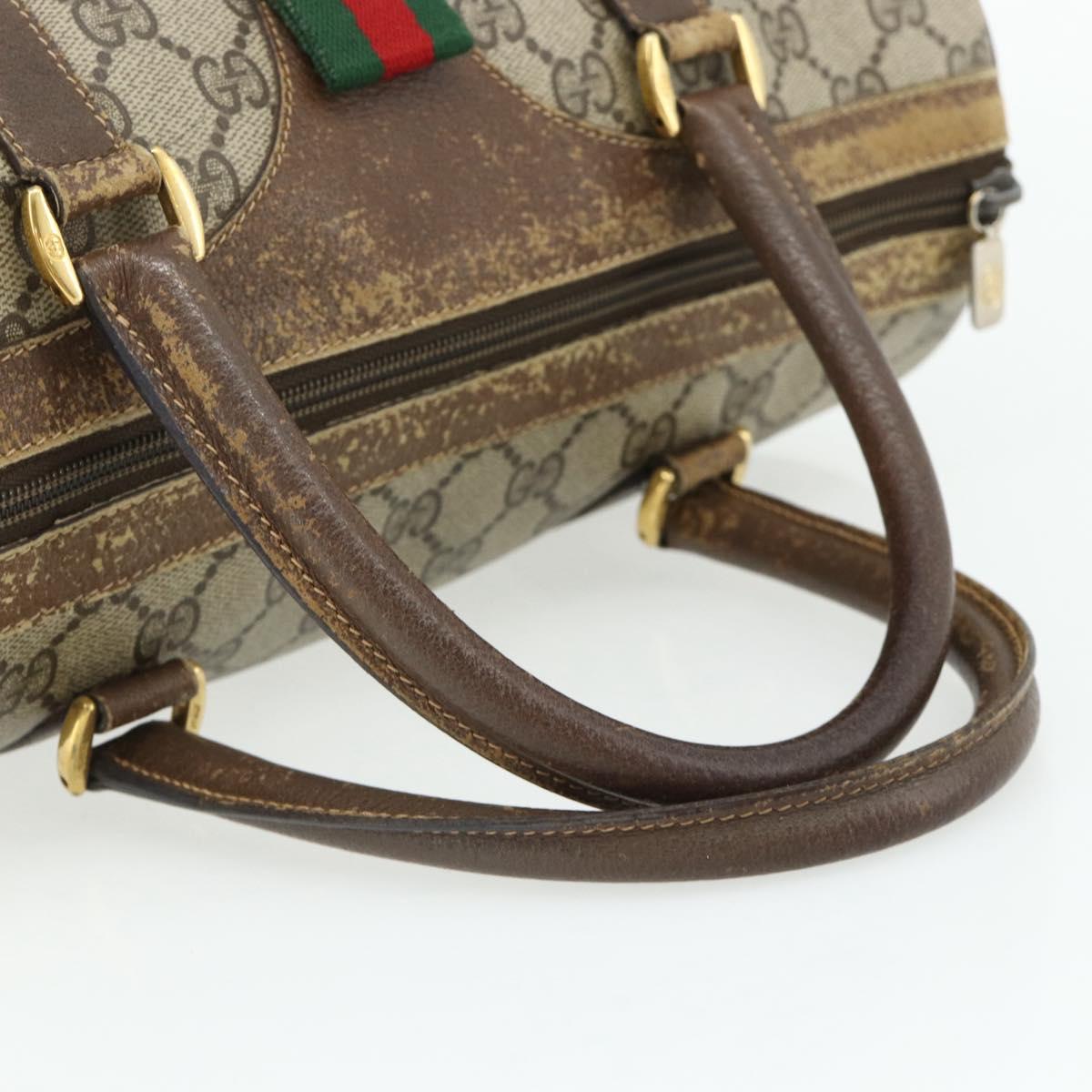 GUCCI GG Supreme Web Sherry Line Boston Bag PVC Beige Red 40 02 007 Auth 178058