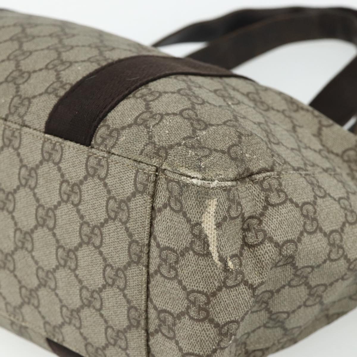 GUCCI GG Supreme Tote Bag PVC Beige Silver 141624 Auth 178059