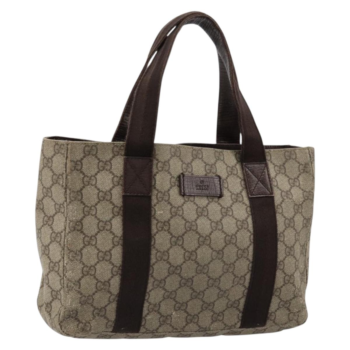 GUCCI GG Supreme Hand Bag PVC Beige 141976 Auth 178060