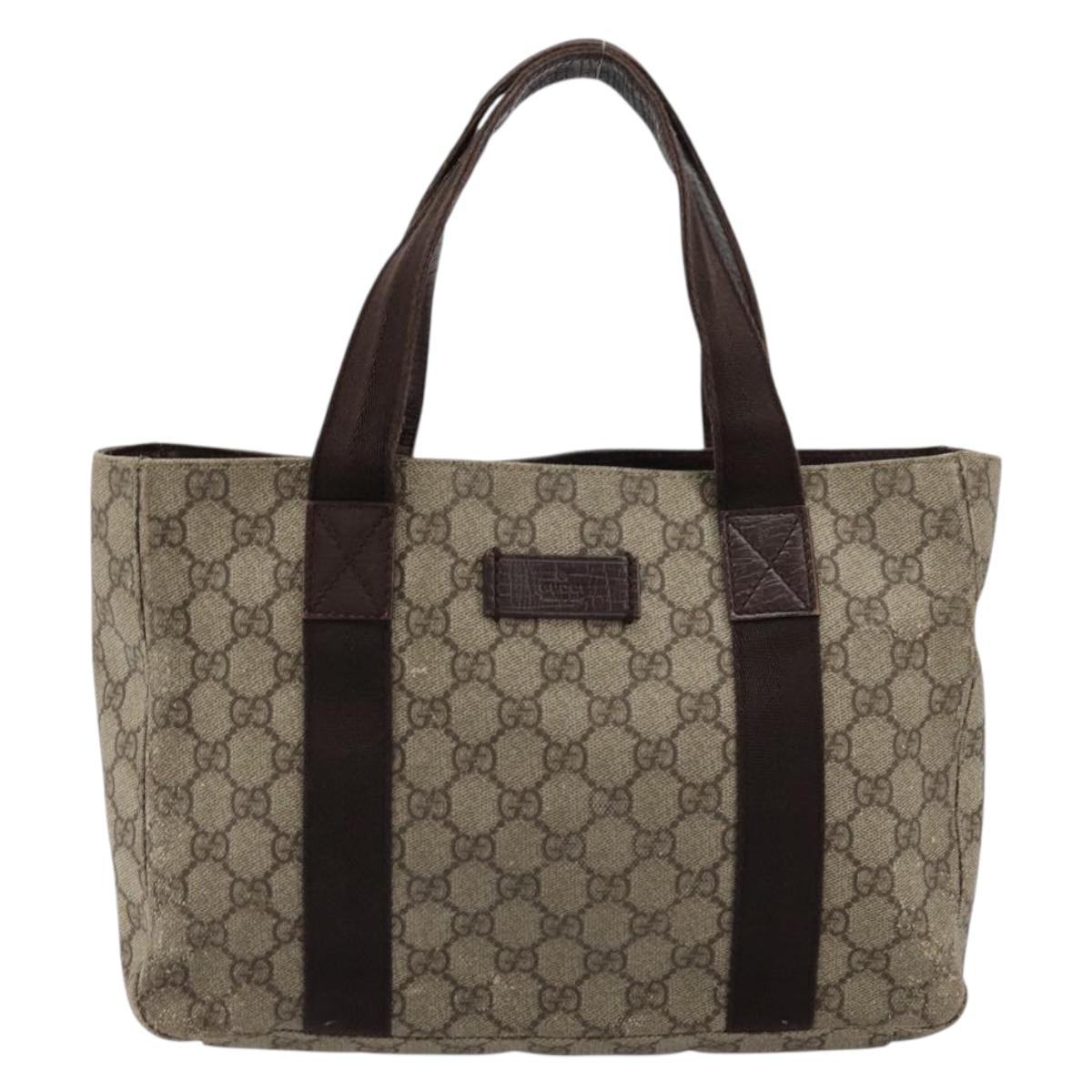 GUCCI GG Supreme Hand Bag PVC Beige 141976 Auth 178060