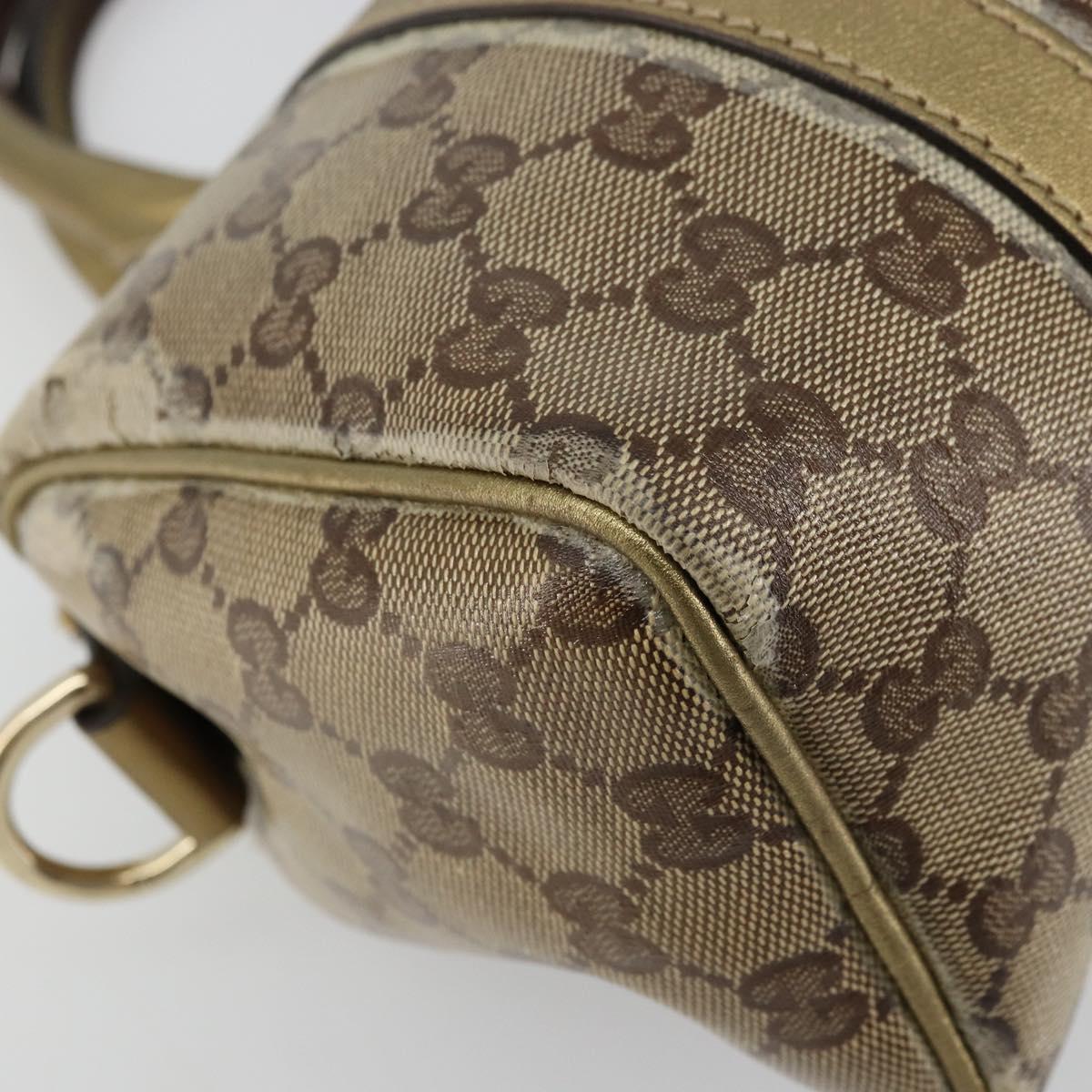 GUCCI GG Crystal Mini Boston Bag Coated Canvas Beige Gold 193604 Auth 178062