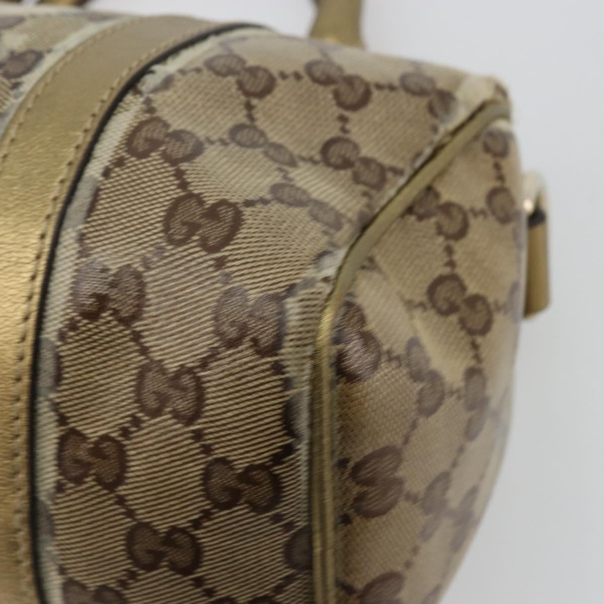 GUCCI GG Crystal Mini Boston Bag Coated Canvas Beige Gold 193604 Auth 178062