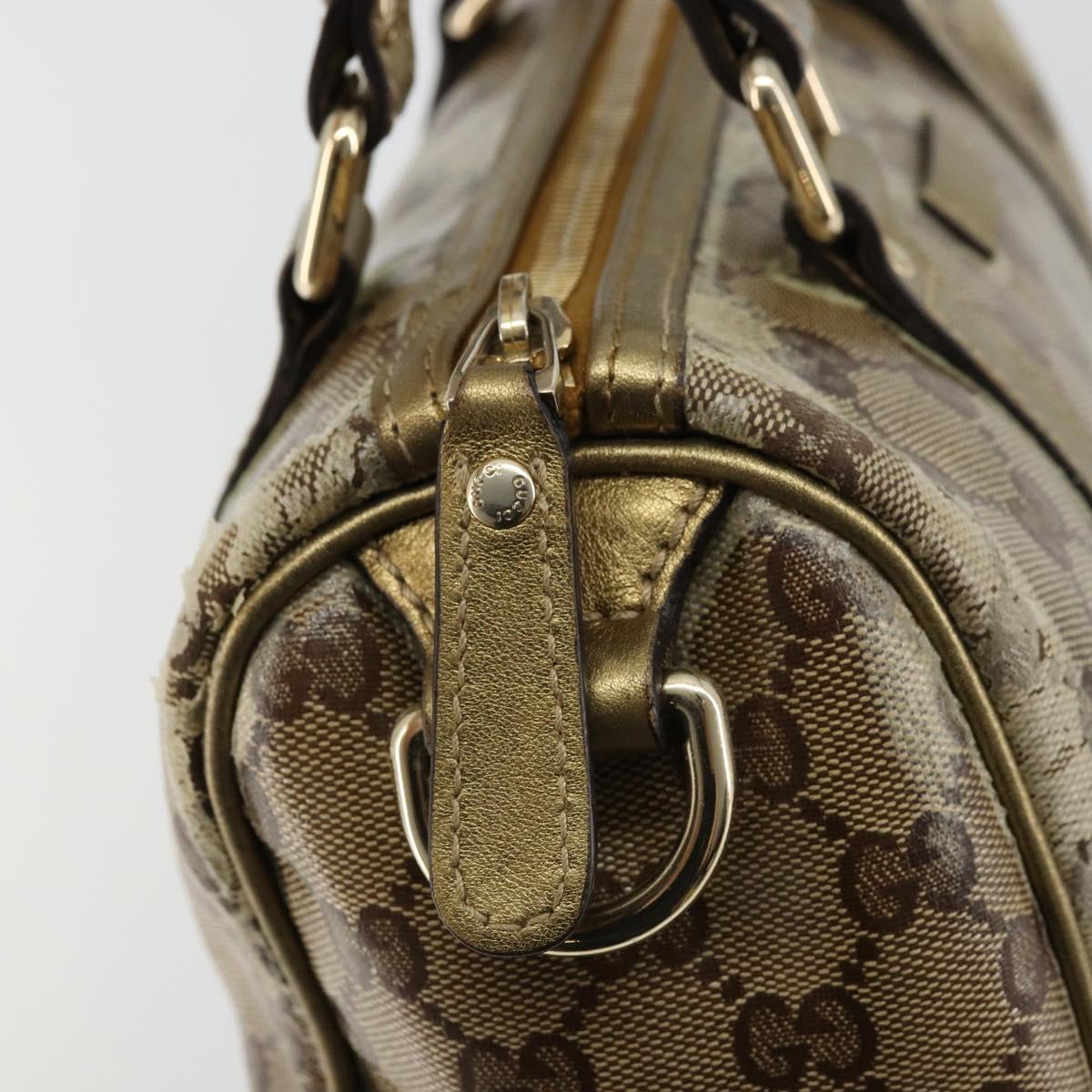GUCCI GG Crystal Mini Boston Bag Coated Canvas Beige Gold 193604 Auth 178062
