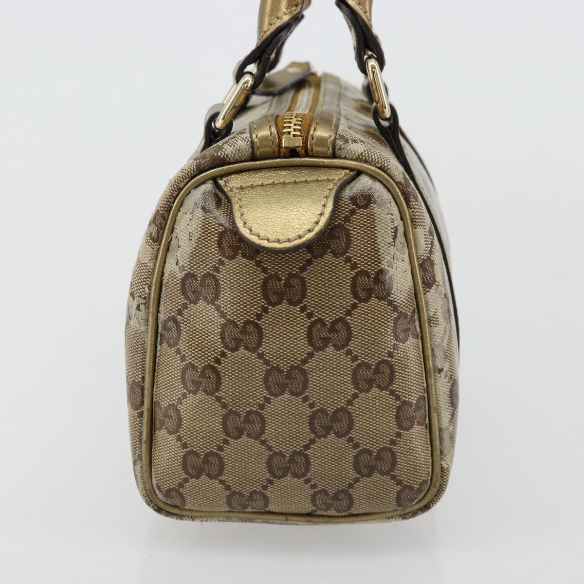 GUCCI GG Crystal Mini Boston Bag Coated Canvas Beige Gold 193604 Auth 178062