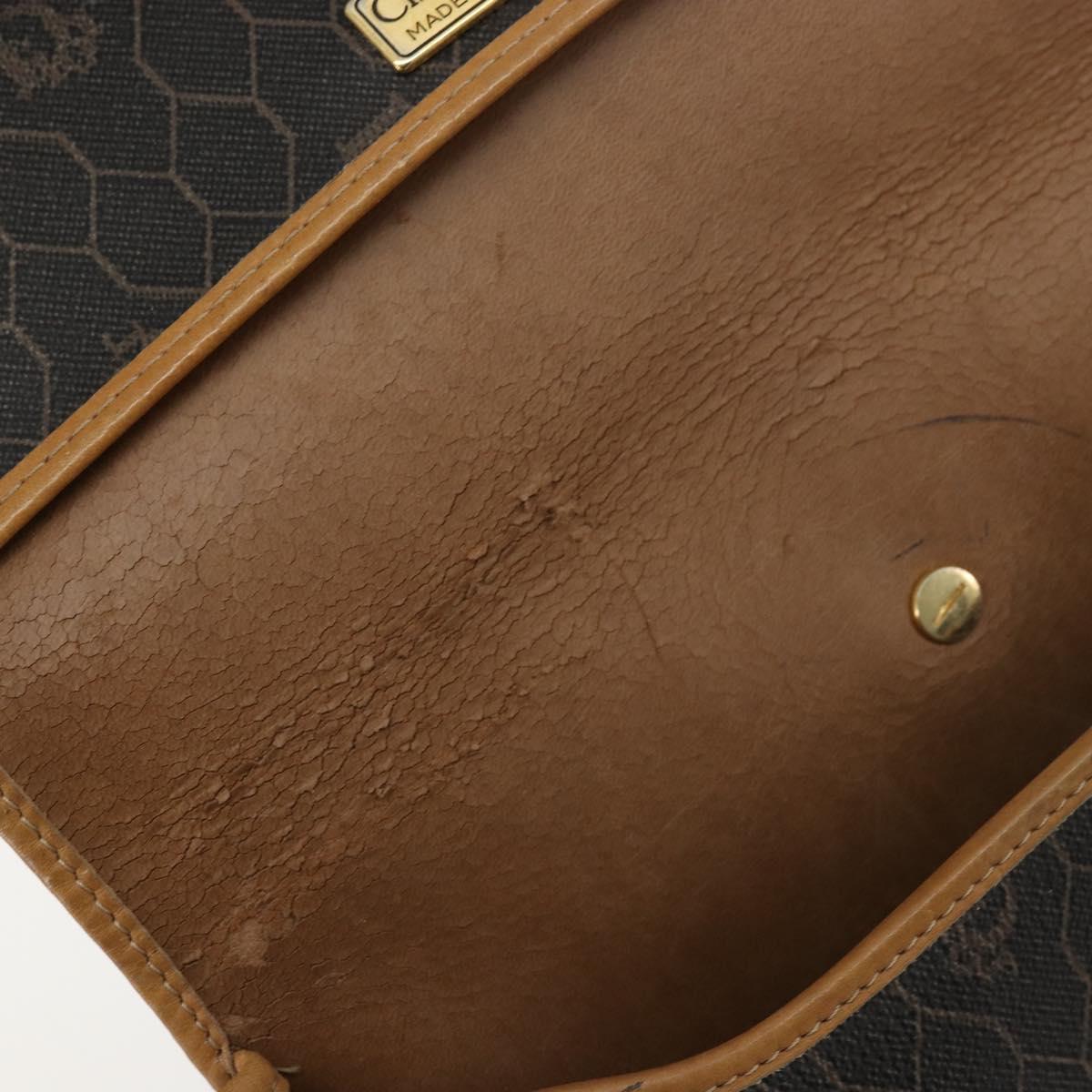 Christian Dior Honeycomb Canvas Shoulder Bag PVC Black Gold Auth 178065