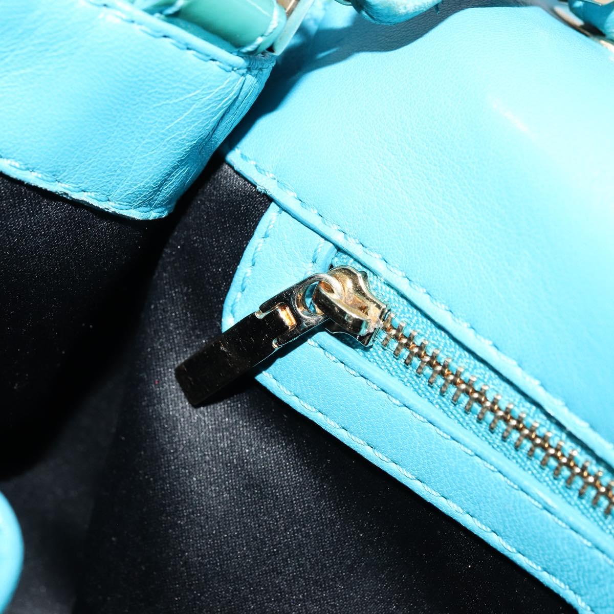 Gianni Versace Chain Shoulder Bag Patent leather 2way Green Gold Auth 178068A