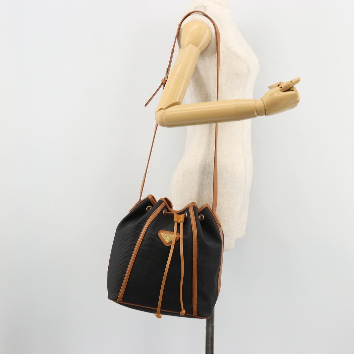 SAINT LAURENT Shoulder Bag PVC Black Gold Auth 178070