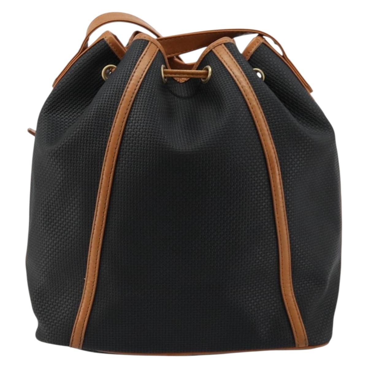 SAINT LAURENT Shoulder Bag PVC Black Gold Auth 178070