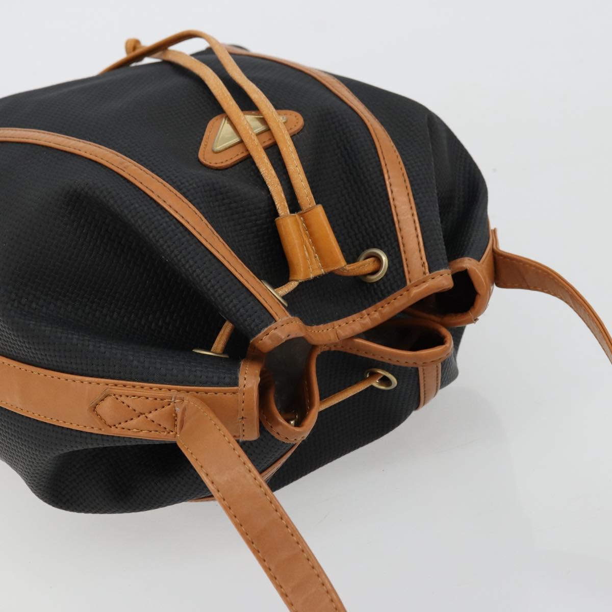 SAINT LAURENT Shoulder Bag PVC Black Gold Auth 178070