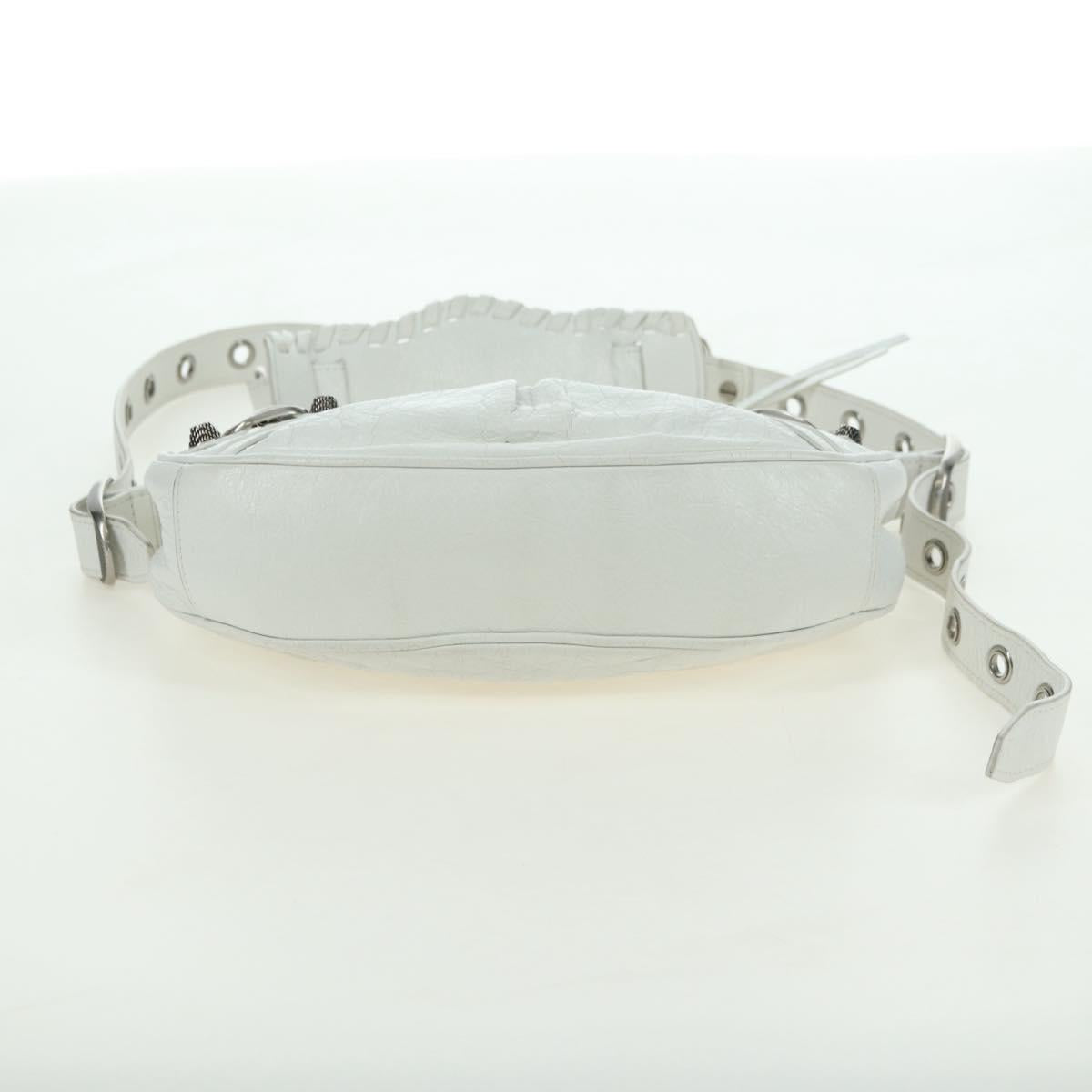 BALENCIAGA Luca Goal XS Shoulder Bag Leather White Silver 671309 Auth 178072SAM