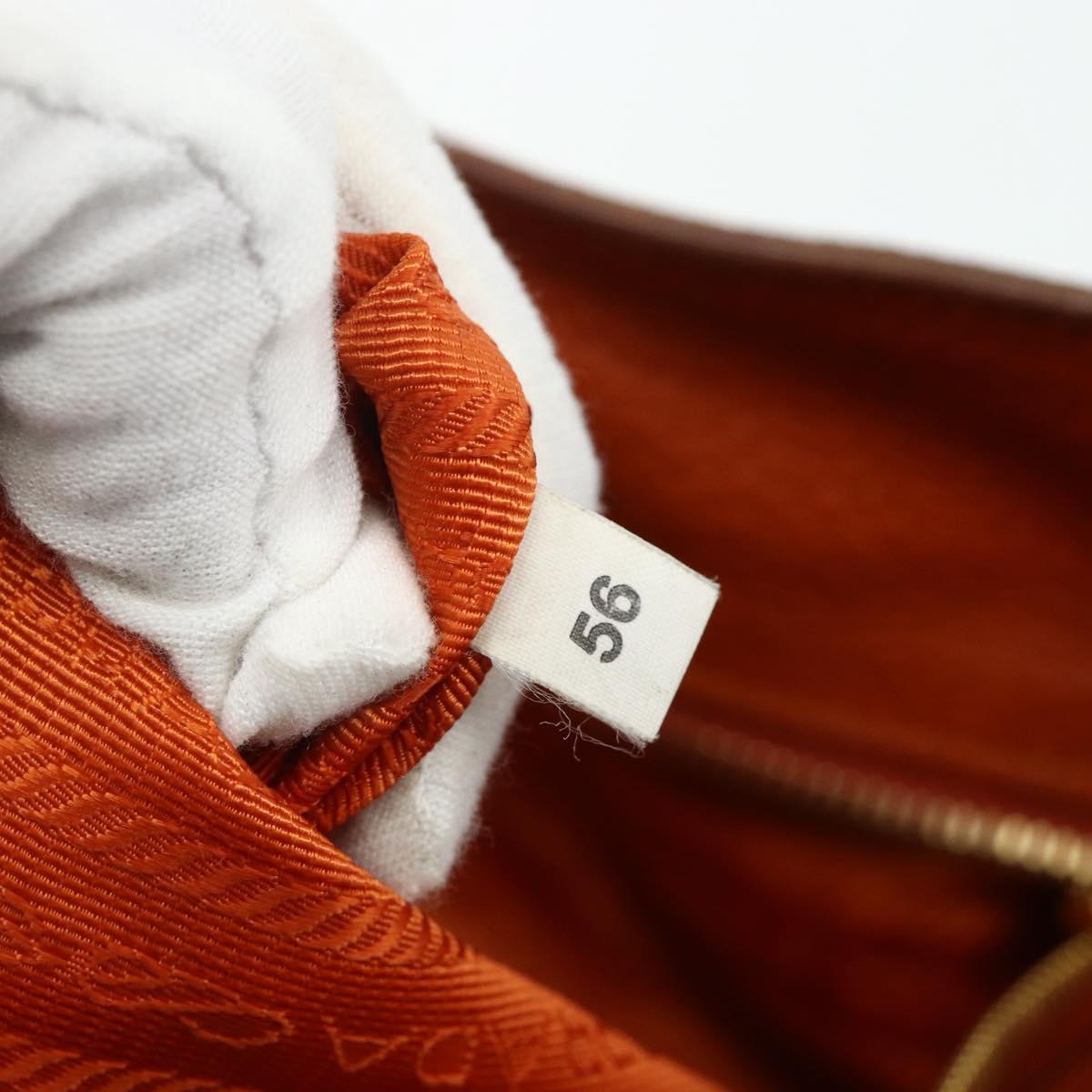 PRADA Shoulder Bag Leather Orange Gold Auth 178079A