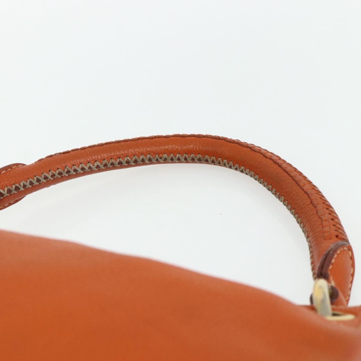 PRADA Shoulder Bag Leather Orange Gold Auth 178079A