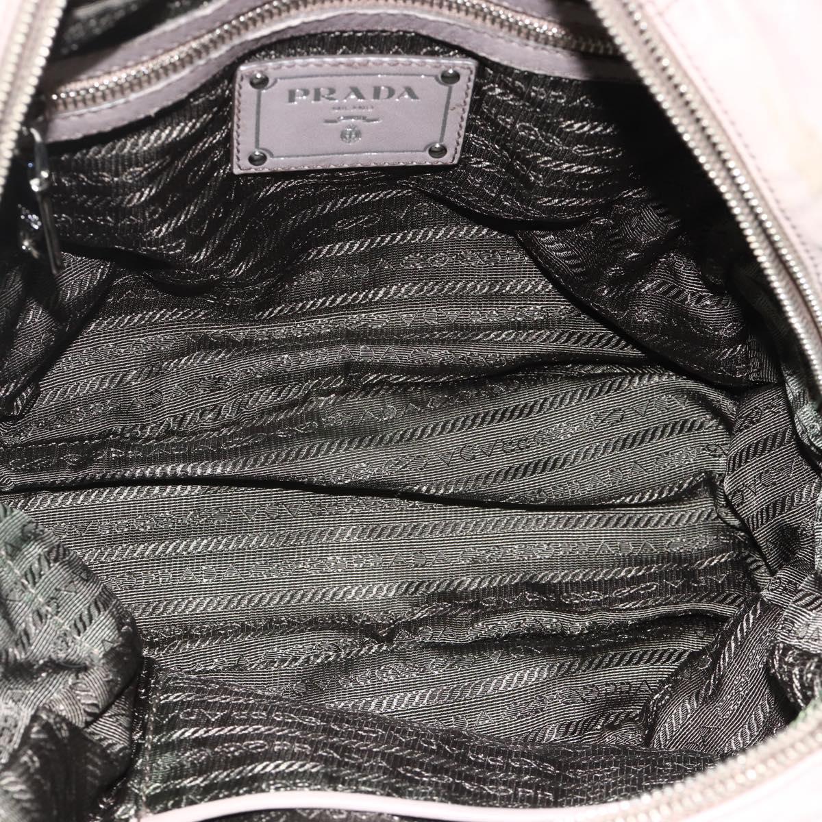 PRADA Gathered Hand Bag Leather 2way Gray Silver Auth 178080A