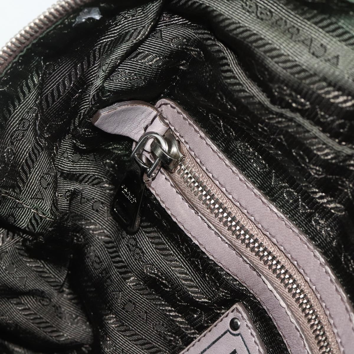 PRADA Gathered Hand Bag Leather 2way Gray Silver Auth 178080A