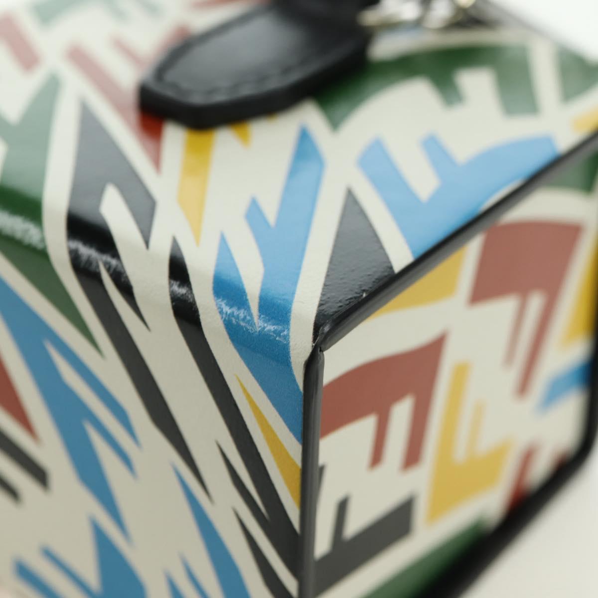 FENDI FF Vertigo Bag Charm Leather Multicolor Auth 178086M