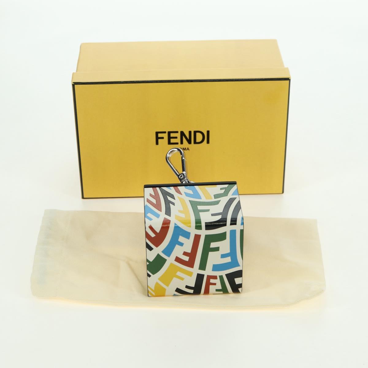 FENDI FF Vertigo Bag Charm Leather Multicolor Auth 178086M