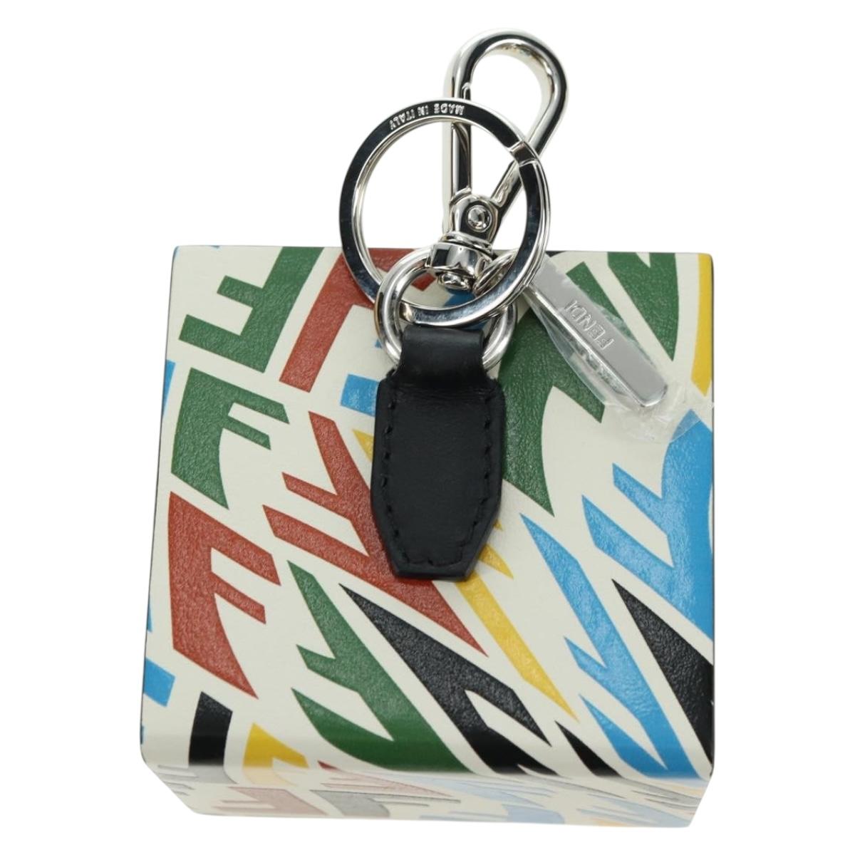 FENDI FF Vertigo Bag Charm Leather Multicolor Auth 178086M