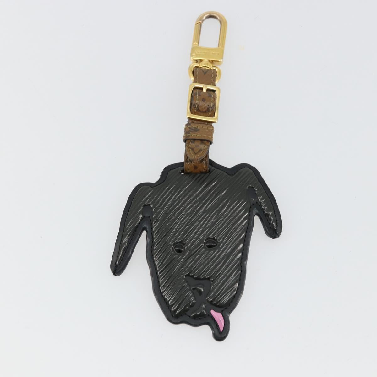 LOUIS VUITTON Catgram Porte Cles Porto Address Charm Black MP2281 Auth 178090A