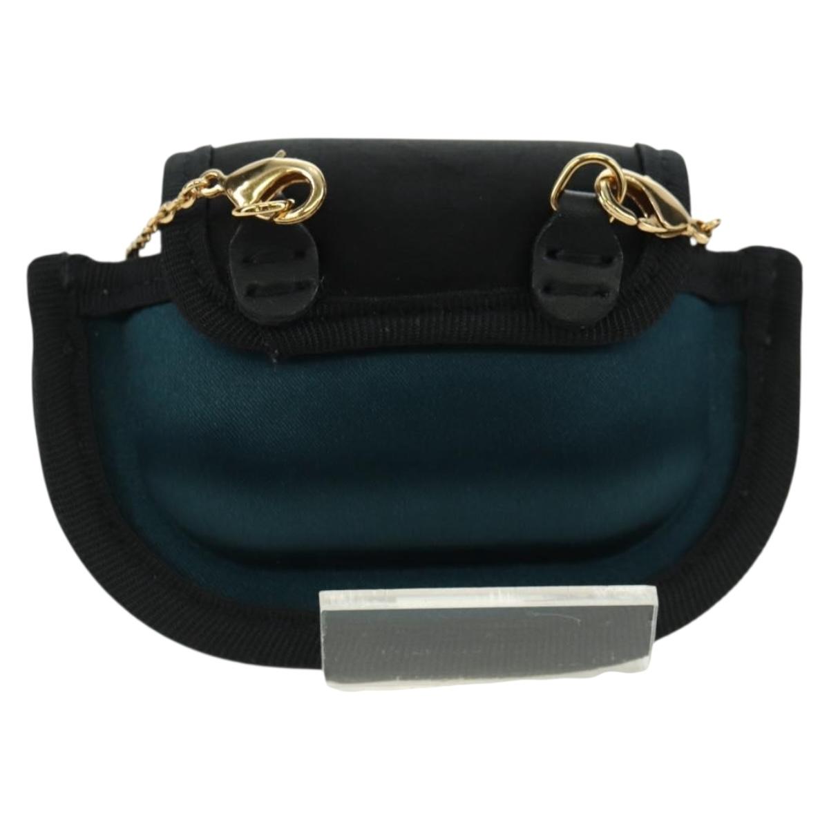 FENDI Picobucket AirPods Case Neck Pouch Bag Satin Black Gold Auth 178091M