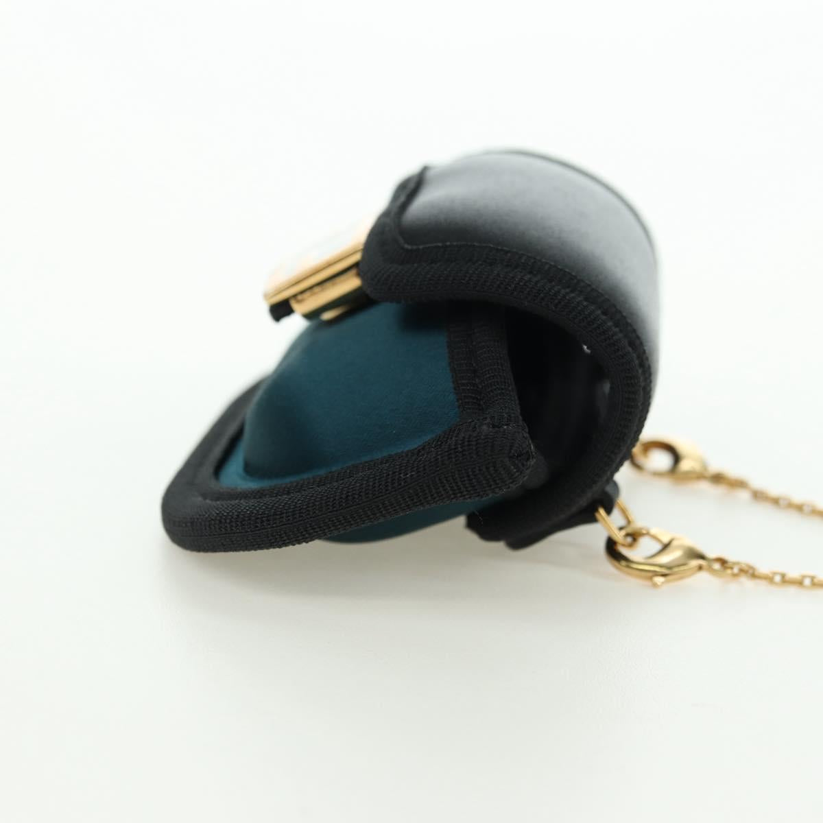 FENDI Picobucket AirPods Case Neck Pouch Bag Satin Black Gold Auth 178091M