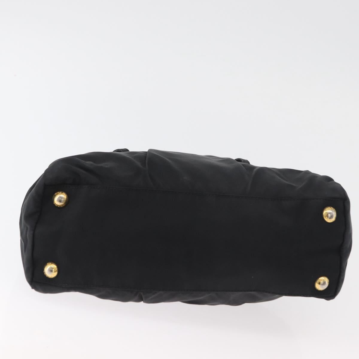 PRADA Hand Bag Nylon 2way Black Gold Auth 178100