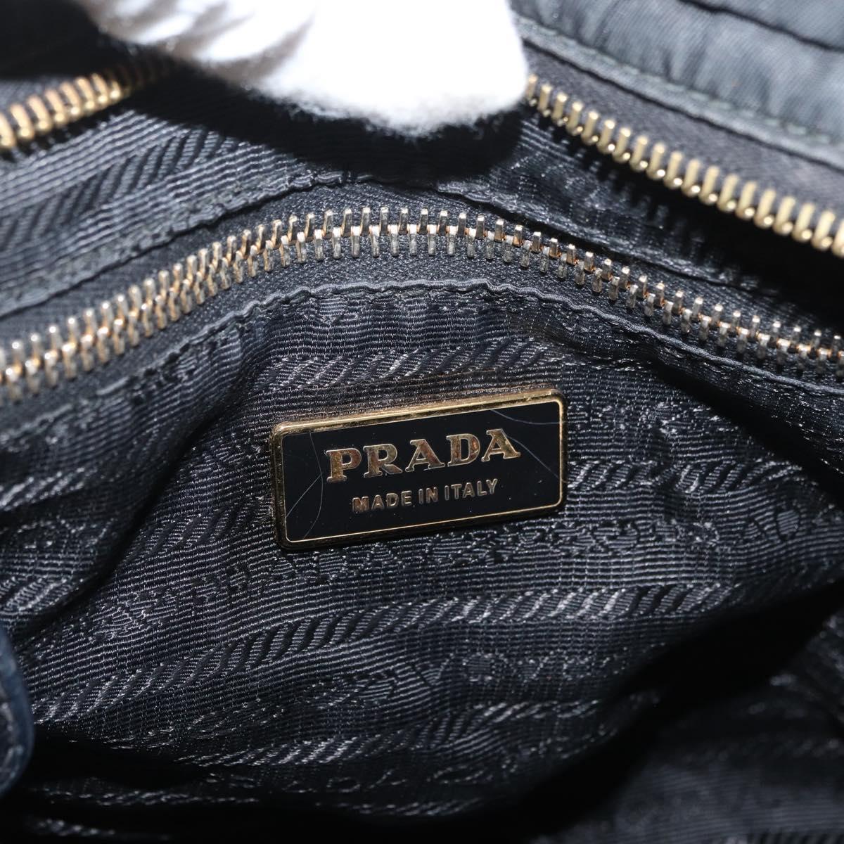 PRADA Hand Bag Nylon 2way Black Gold Auth 178100