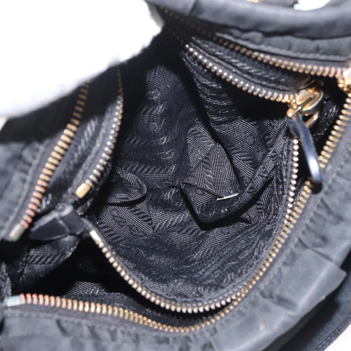 PRADA Hand Bag Nylon 2way Black Gold Auth 178100