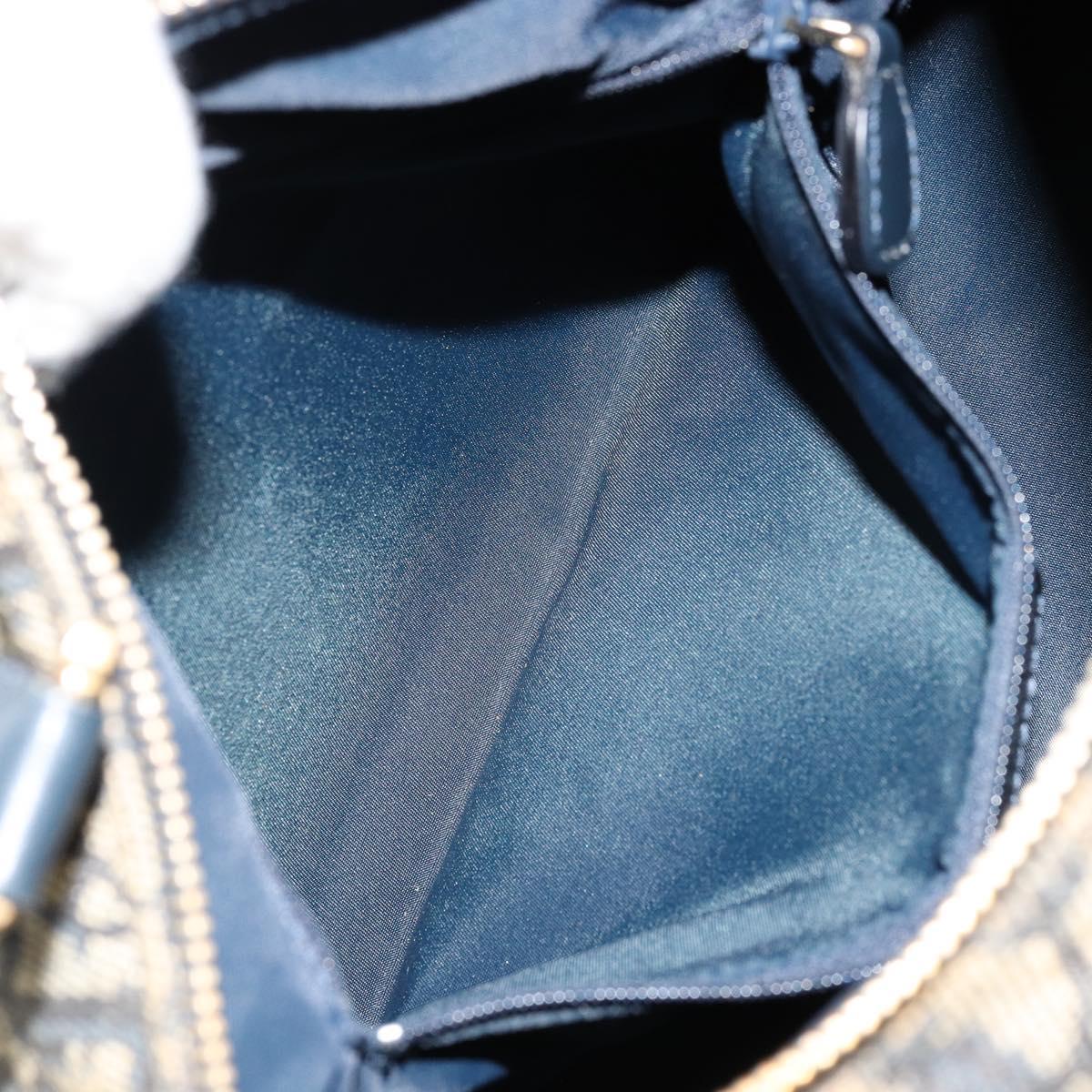 Christian Dior Trotter Canvas Hand Bag Navy Gold Auth 178101