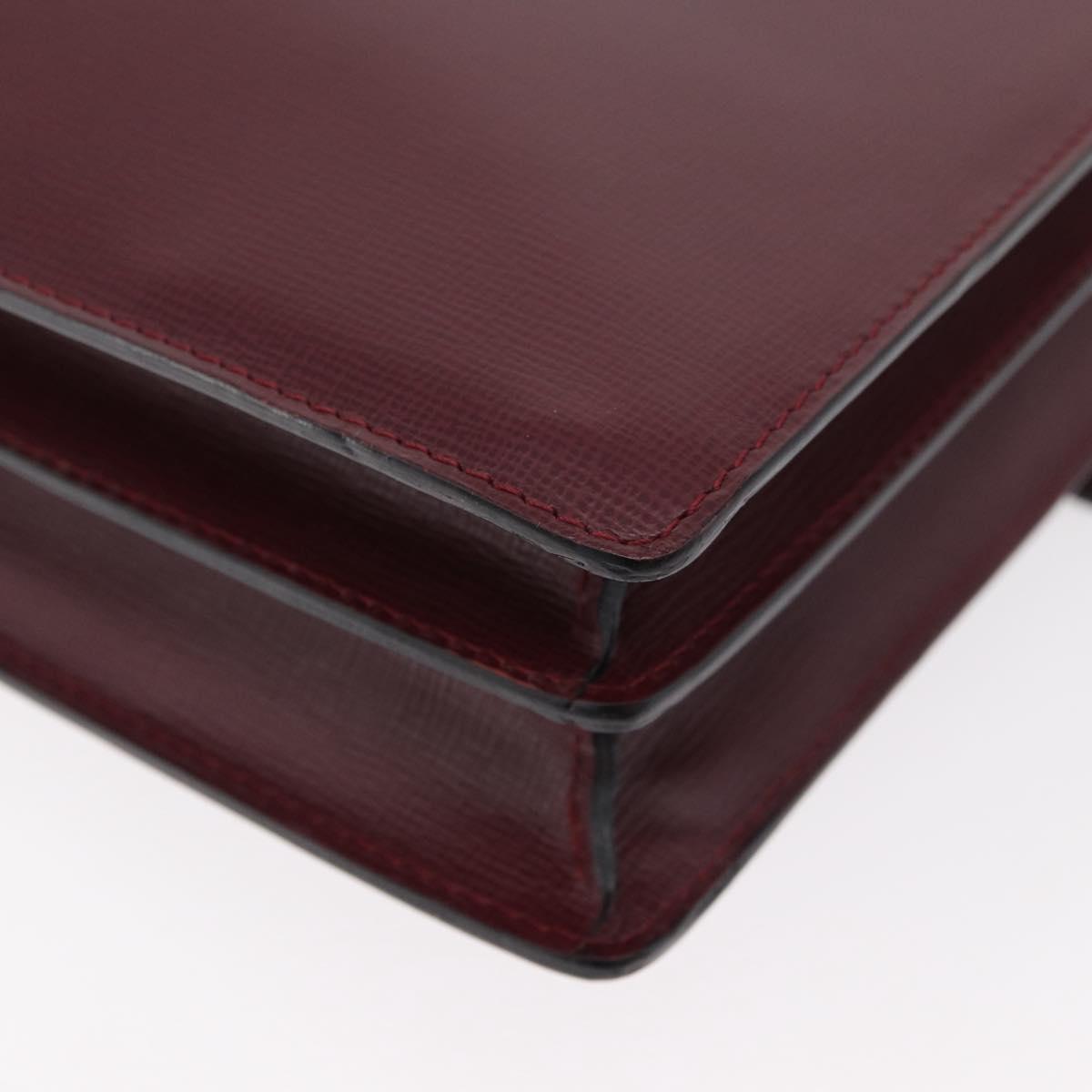 CARTIER Business Bag Leather Bordeaux Gold Auth 178104A