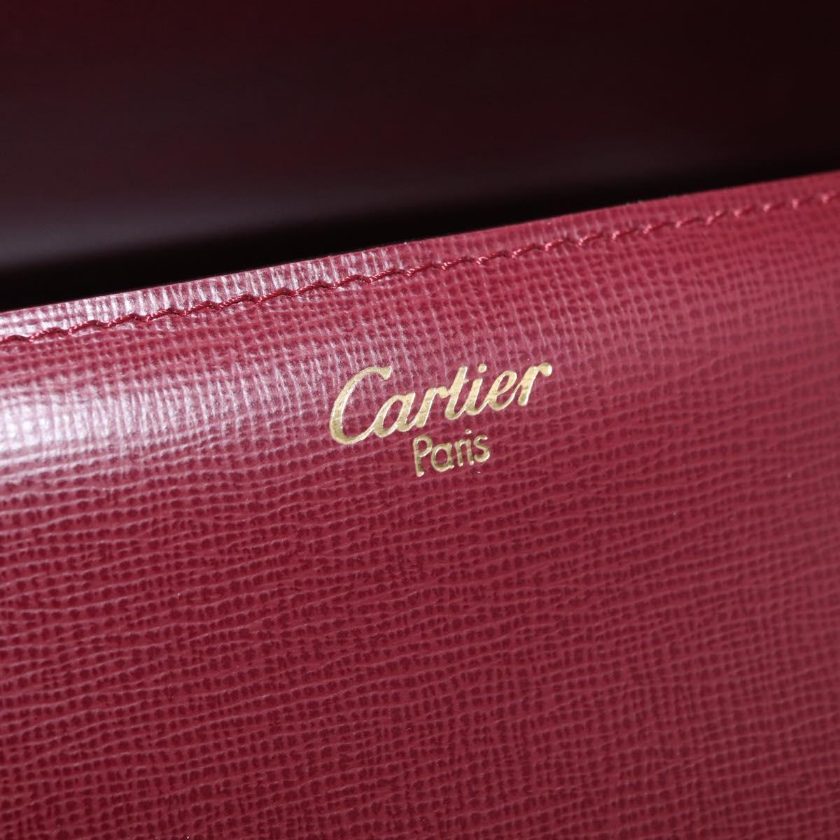 CARTIER Business Bag Leather Bordeaux Gold Auth 178104A