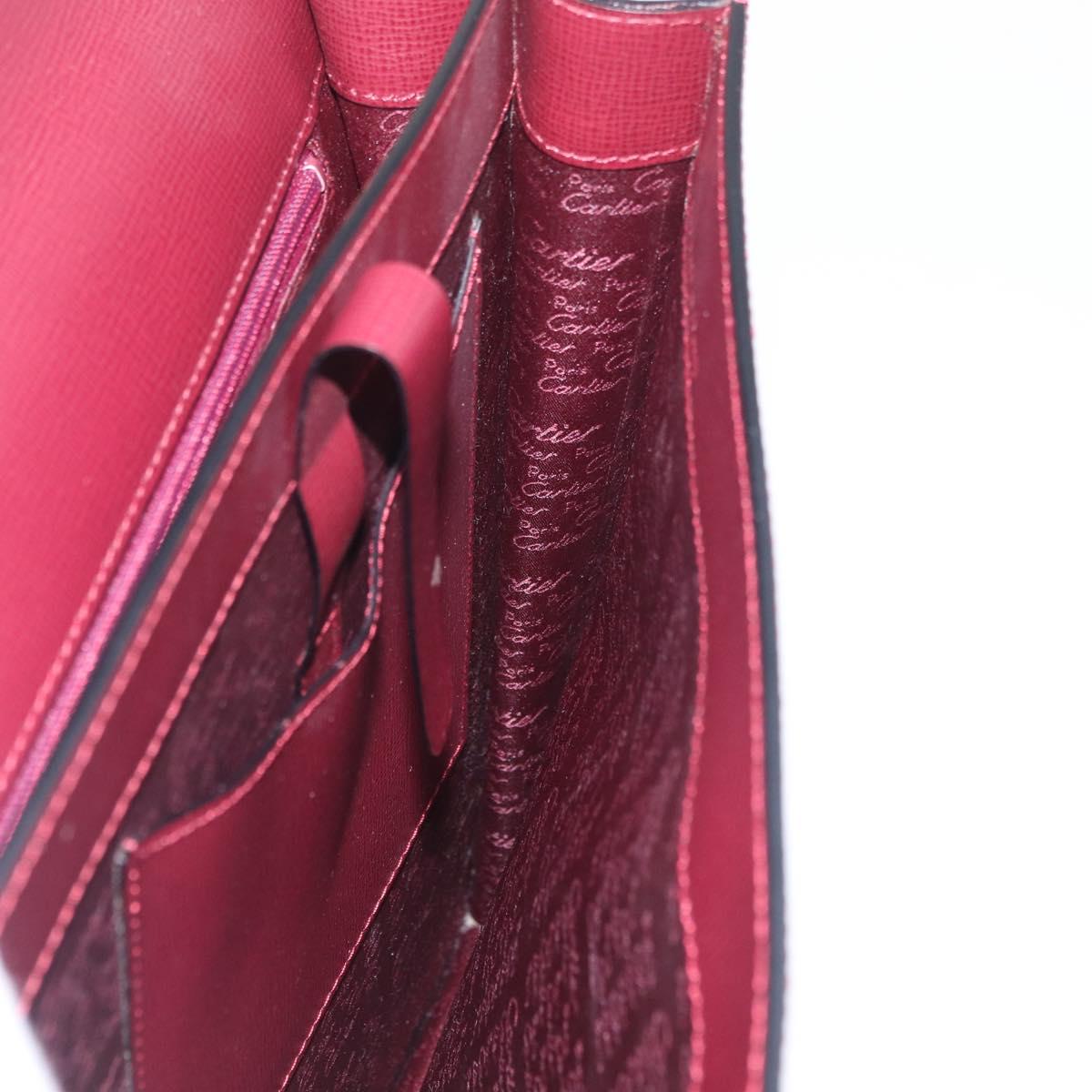 CARTIER Business Bag Leather Bordeaux Gold Auth 178104A