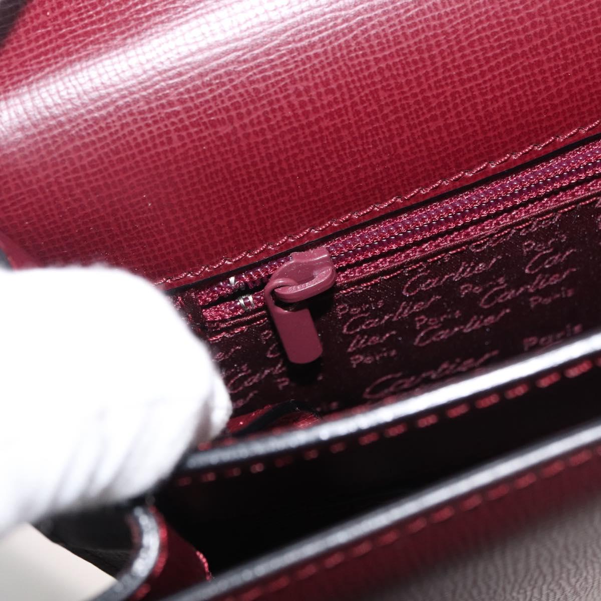 CARTIER Business Bag Leather Bordeaux Gold Auth 178104A