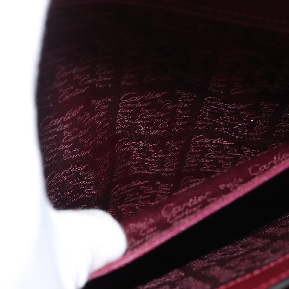 CARTIER Business Bag Leather Bordeaux Gold Auth 178104A