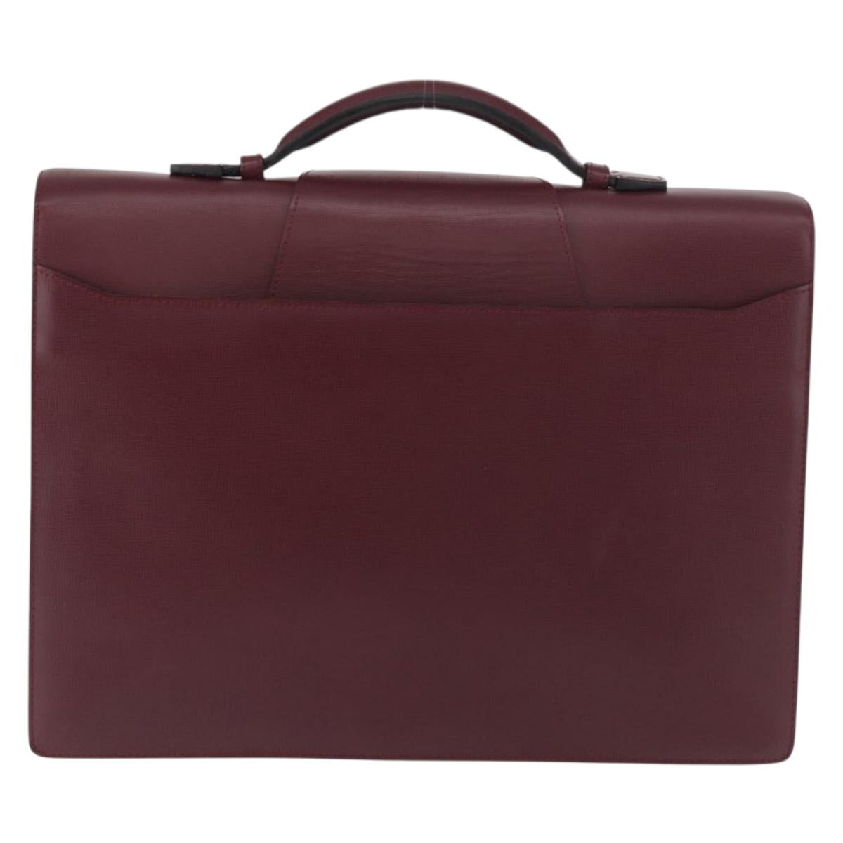 CARTIER Business Bag Leather Bordeaux Gold Auth 178104A