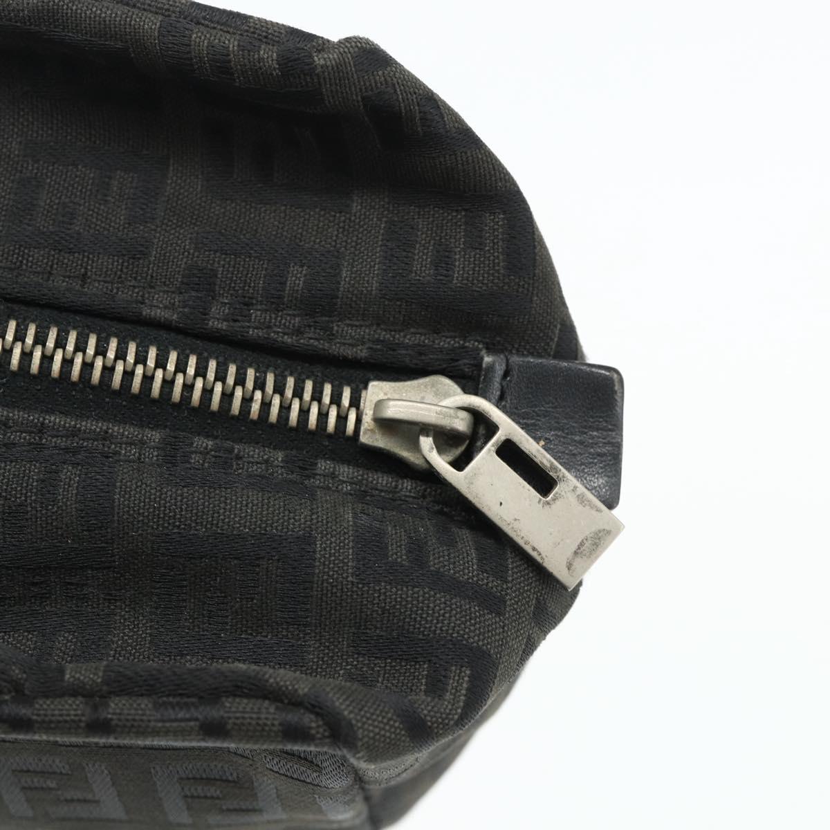 FENDI Zucchino Canvas Hand Bag Black Silver Auth 178108