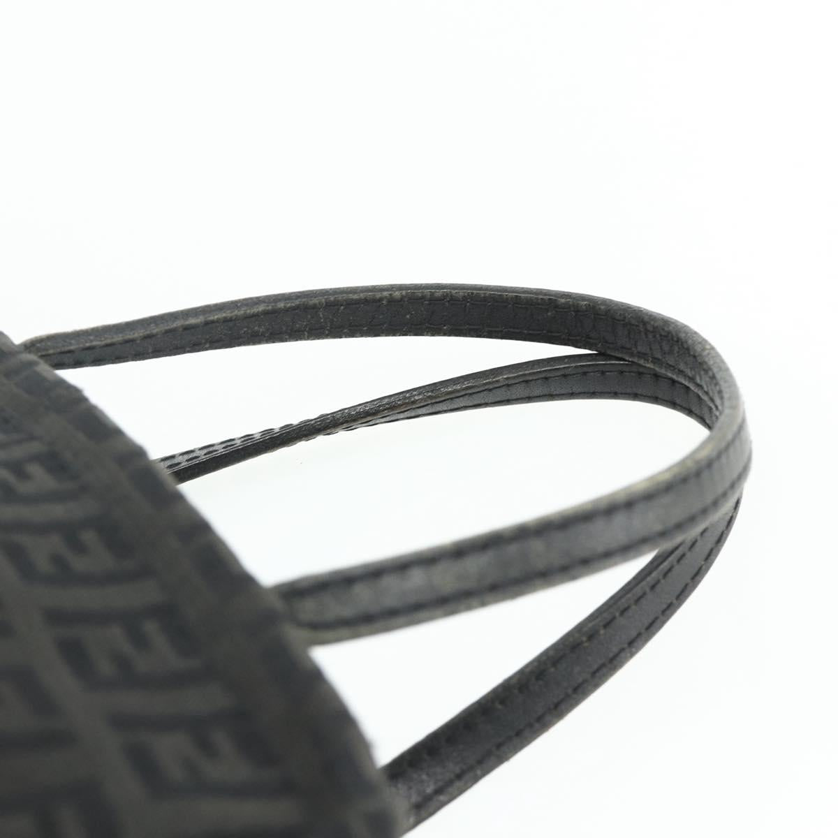 FENDI Zucchino Canvas Hand Bag Black Silver Auth 178108