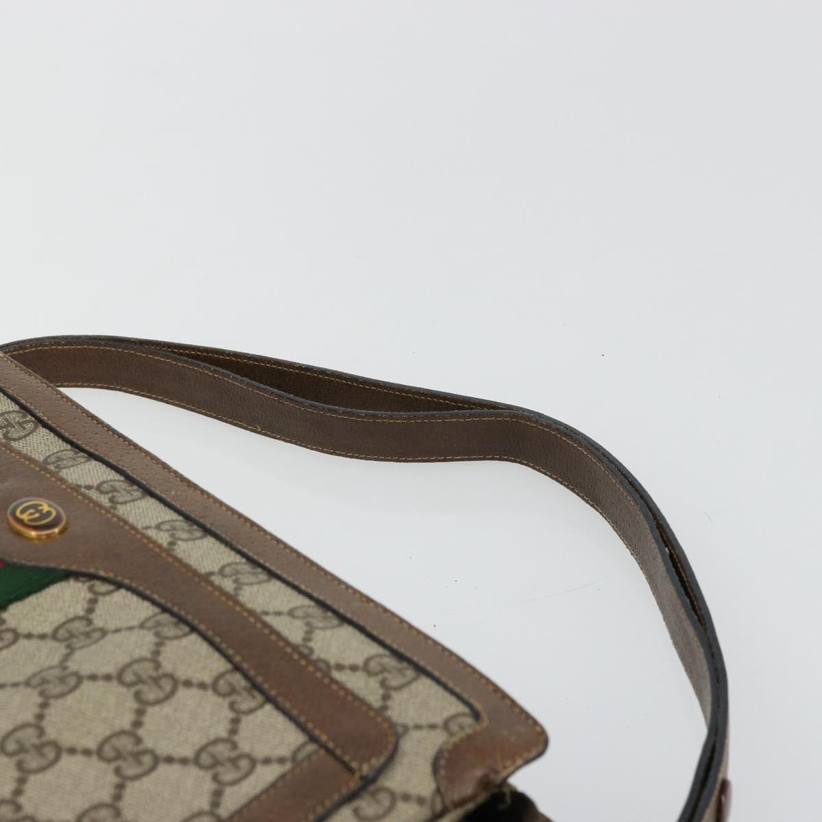 GUCCI GG Supreme Web Sherry Line Bag PVC Beige Gold 14 02 034 Auth 178112
