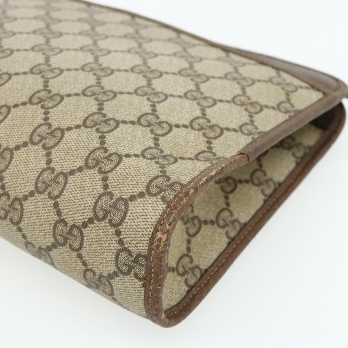 GUCCI GG Supreme Clutch Bag PVC Beige Gold 97 01 037 Auth 178113
