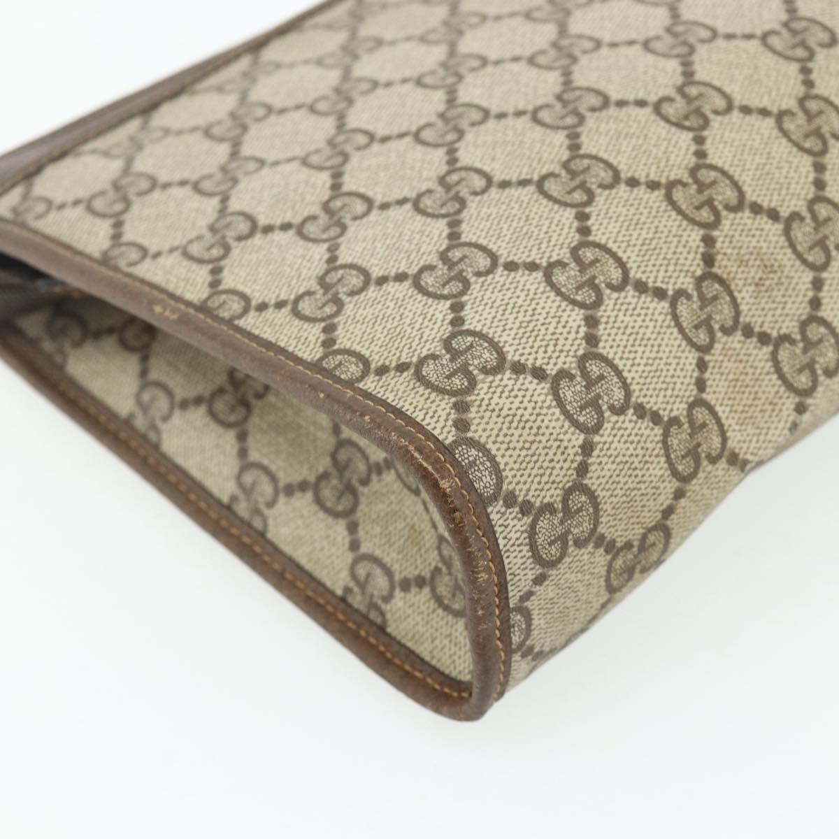 GUCCI GG Supreme Clutch Bag PVC Beige Gold 97 01 037 Auth 178113