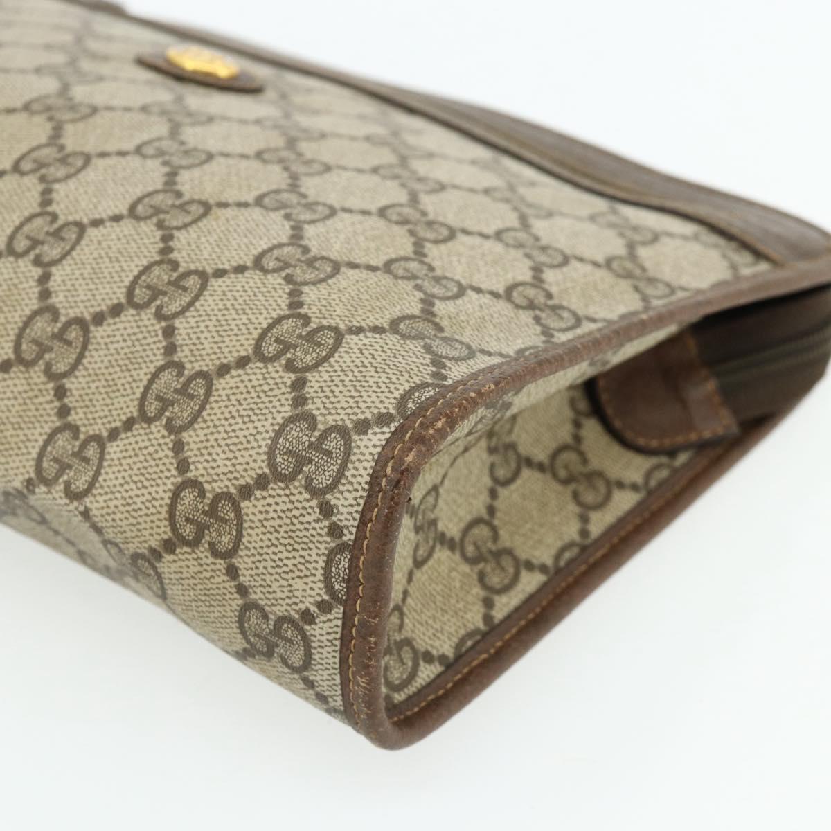 GUCCI GG Supreme Clutch Bag PVC Beige Gold 97 01 037 Auth 178113