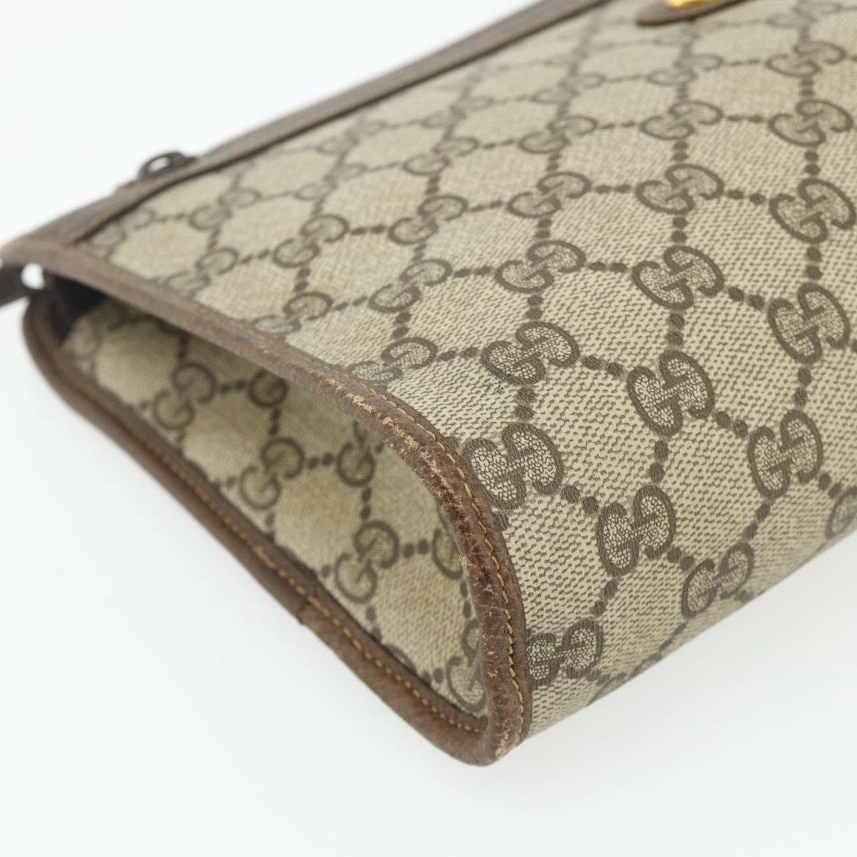GUCCI GG Supreme Clutch Bag PVC Beige Gold 97 01 037 Auth 178113