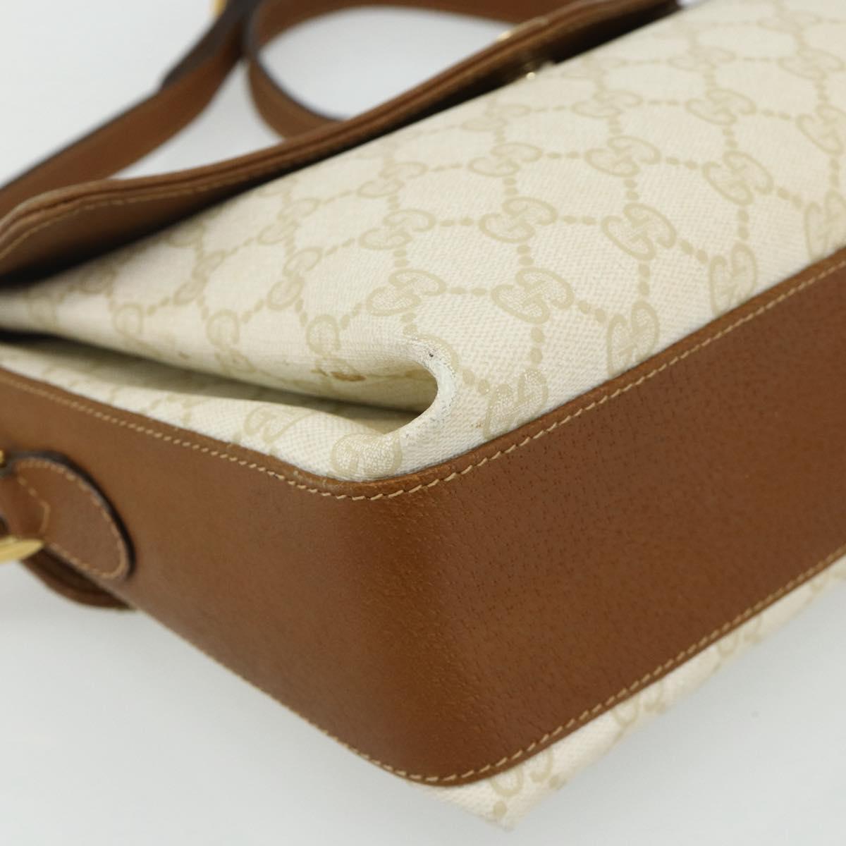 GUCCI GG Supreme Shoulder Bag PVC White Gold 904 02 084 Auth 178115
