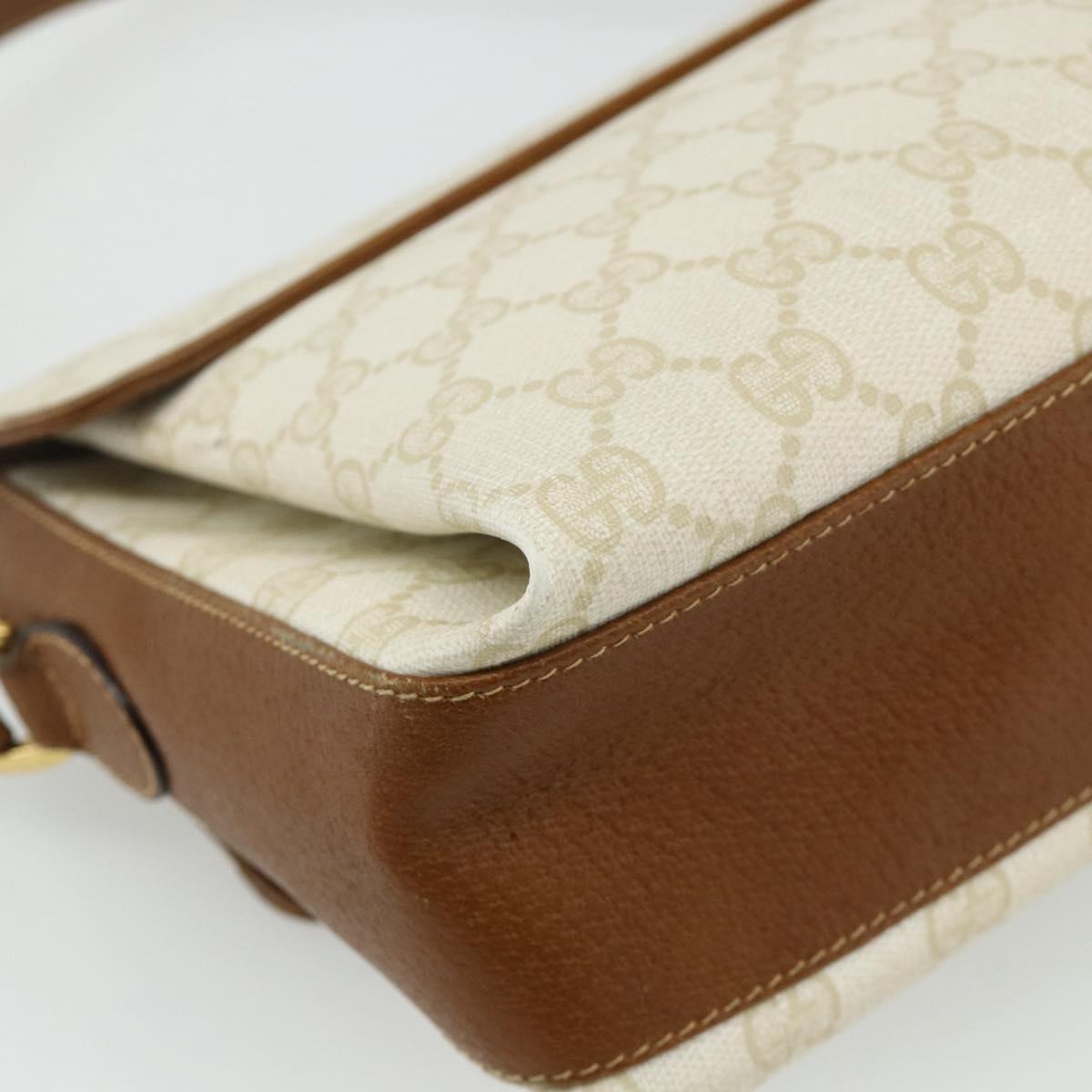 GUCCI GG Supreme Shoulder Bag PVC White Gold 904 02 084 Auth 178115