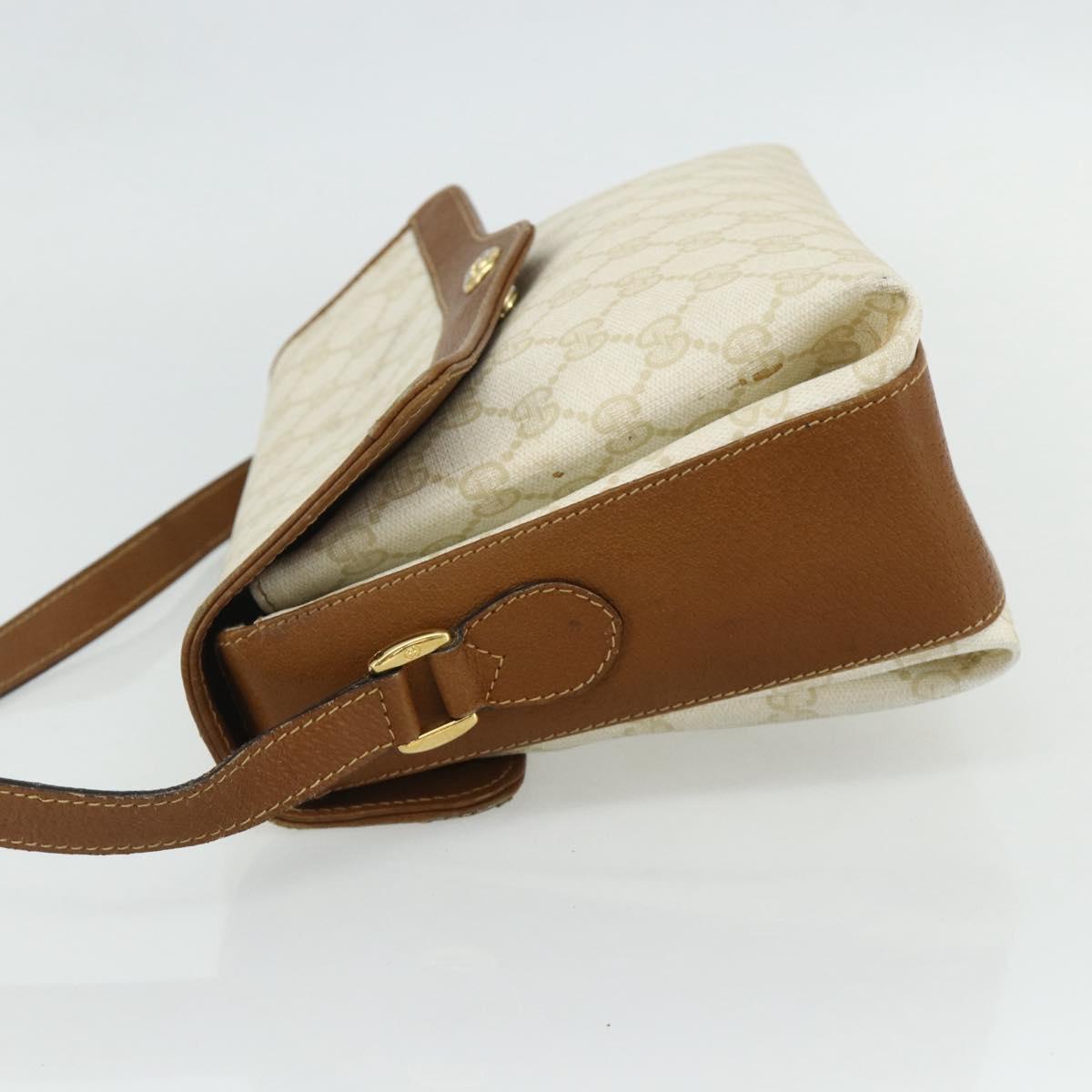 GUCCI GG Supreme Shoulder Bag PVC White Gold 904 02 084 Auth 178115