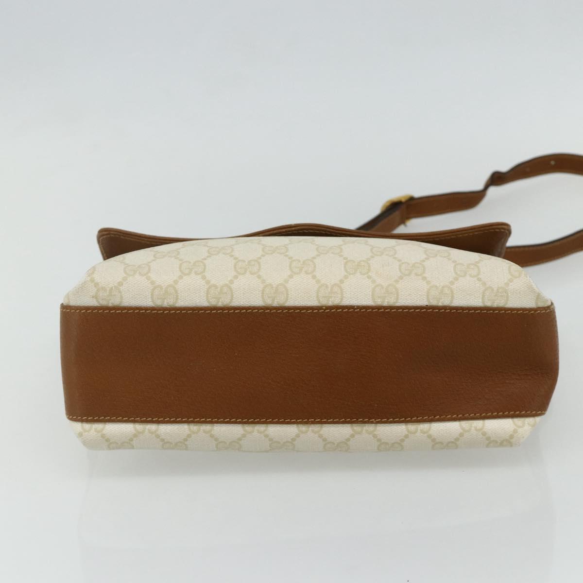 GUCCI GG Supreme Shoulder Bag PVC White Gold 904 02 084 Auth 178115